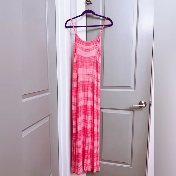 Fourteenth Place Pink & White Striped Maxi Dress Size Medium - Picture 4 of 4